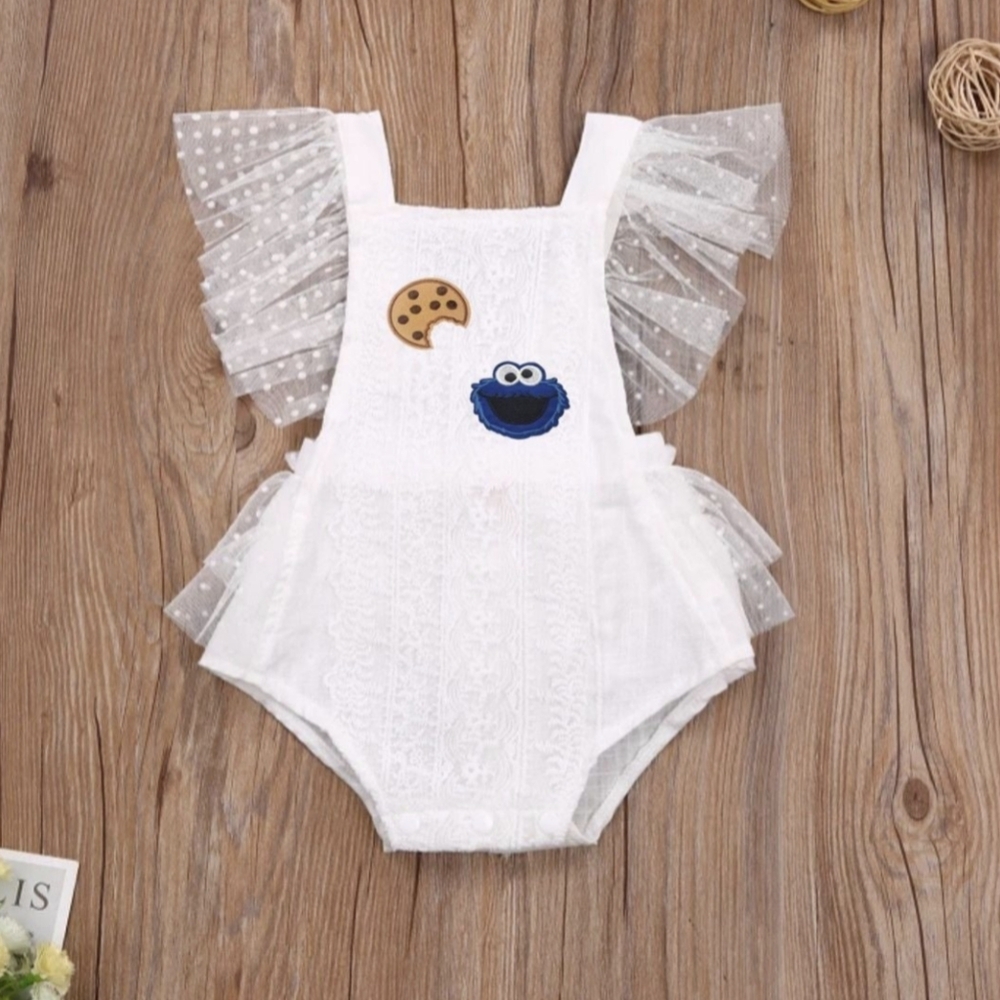 Cookie Monster Dress Birthday Outfit Sesame Street Dress Clothes  White